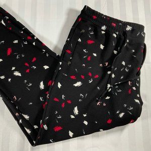 Ladies Size: XL - Black/White/Red/Pink Print Pant w/ Elastic Waist & Waist Tie